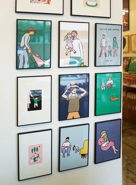 MILE ART韩国插画文艺清新海报家庭主题儿童房组合装饰画进口画芯