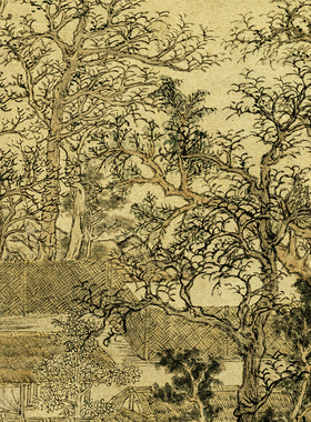 元 王蒙 西郊草堂图轴古代山水画高清微喷客厅装饰画临摹学习范本