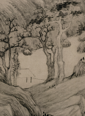 明董其昌葑泾仿古图纸本山水水墨画国画高清微喷复制客厅装饰挂画