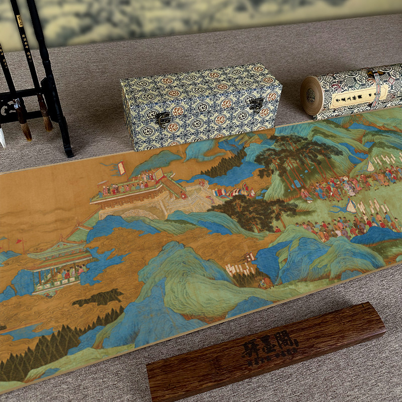 明 仇英 子虚上林赋图国画山水人物画名家真迹高清微喷复制手卷