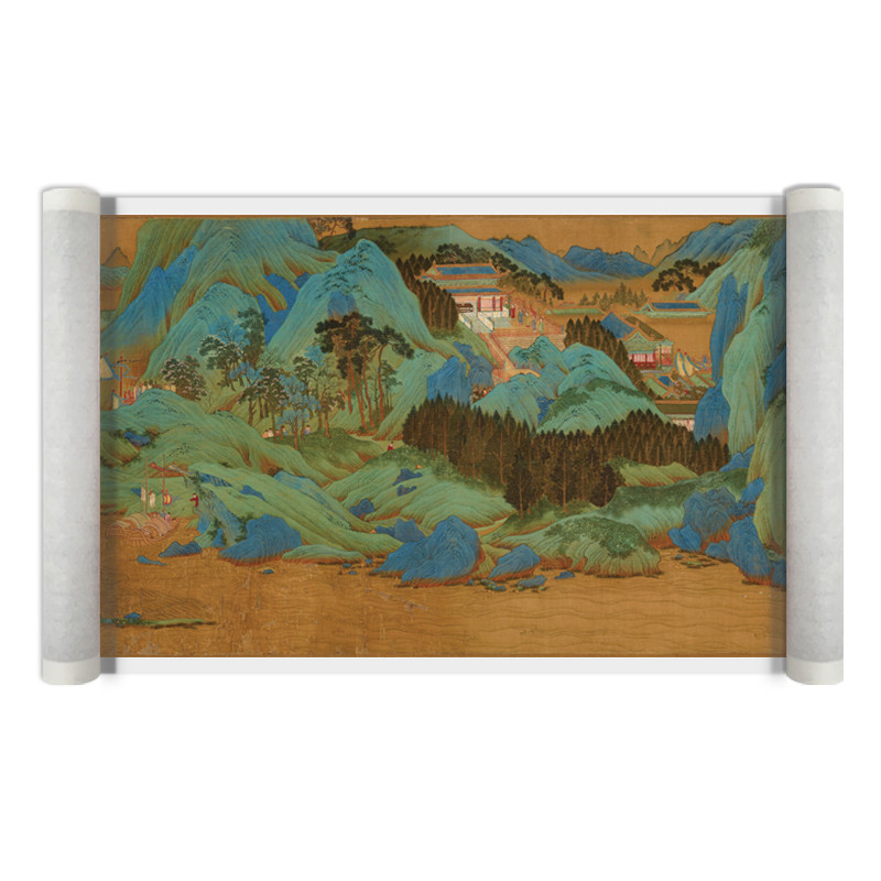 明 仇英 子虚上林赋图国画山水人物画名家真迹高清微喷复制手卷