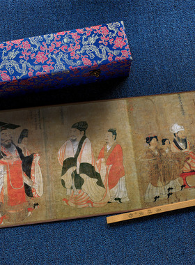 唐 阎立本 历代帝王图 古代字工笔画人物工笔挂画微喷仿古复制