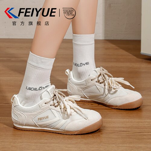 feiyue/飞跃女鞋德训鞋2026年春夏款网面透气超火小白鞋休闲网鞋 - 图0