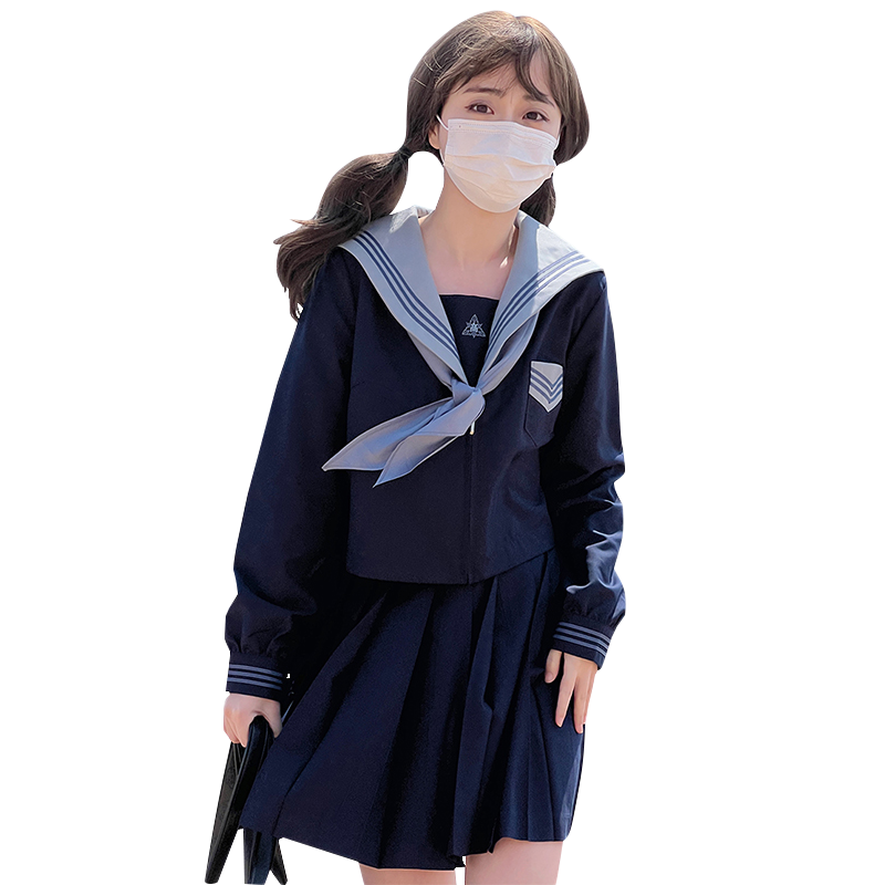 正版jk制服原创长袖水手服纯欲学姐学院风学生裙女基础款套装全套 - 图3