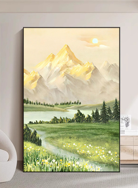 现代简约高级感山水客厅装饰画奶油风大幅玄关挂画沙发背景墙落地