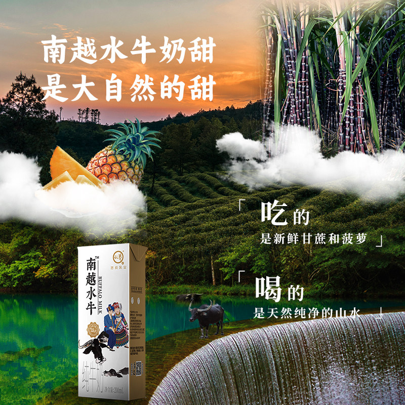 悠纯南越水牛奶200ml*12盒礼盒装吃甘蔗的水牛奶儿童学生营养纯奶