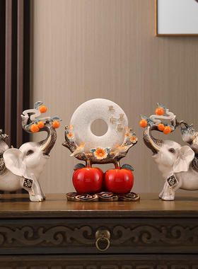 事事如意财福大象一对创意家居玄关客厅电视柜摆件轻奢高档装饰品