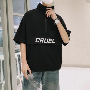 夏季港风立领T恤