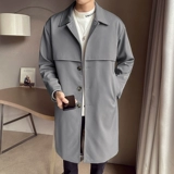 Мужской демисезонный длинный плащ, модная куртка для отдыха, трендовое универсальное пальто, средней длины, в корейском стиле