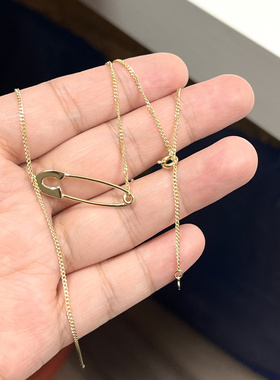 韩国东大门s925银项链别针吊坠女高级感潮流时尚女友闺蜜姐妹锁骨