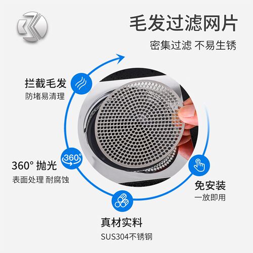 卫生间下水道排水口过滤网防毛发地漏盖子不锈钢浴室地漏过滤网 - 图0