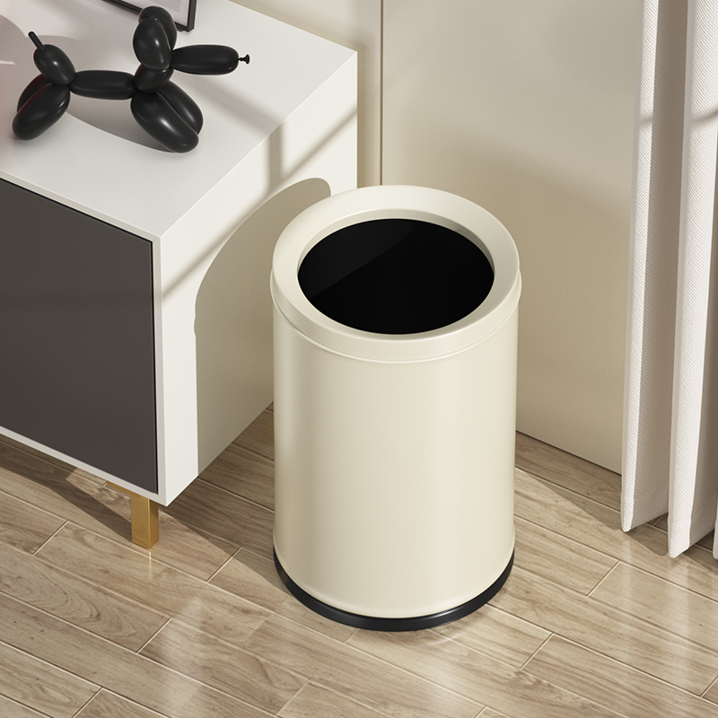 高档轻奢垃圾桶商用酒店级客厅厨房黑色办公室卧室卫生间无盖金属 - 图1