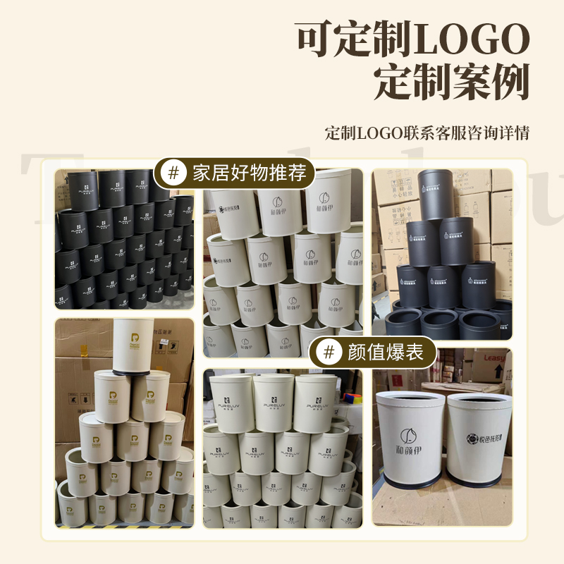 高档轻奢垃圾桶商用酒店级客厅厨房黑色办公室卧室卫生间无盖金属 - 图3