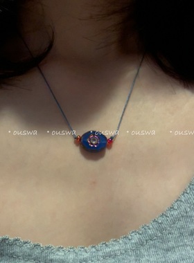 ouswa原创【古 澹】小众玉石复古新中式手工编织项链锁骨链