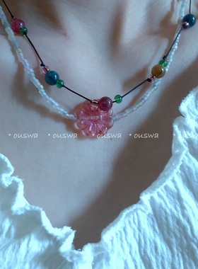 ouswa原创*水光，流逝重逢 纯手工小众韩系多巴胺ins锁骨链项链