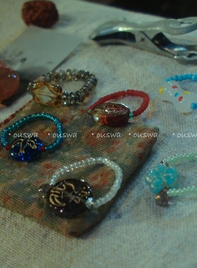 ouswa原创【自由邦】小众独特古董vintage复古古着串珠戒指指环