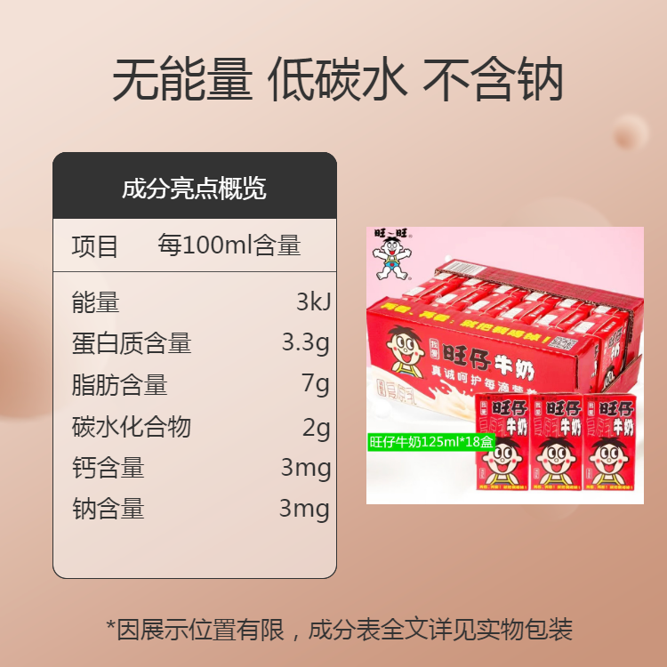 旺旺旺仔复原乳牛奶125ml*18盒/36盒/多口味/多规格儿童牛奶正品-图3