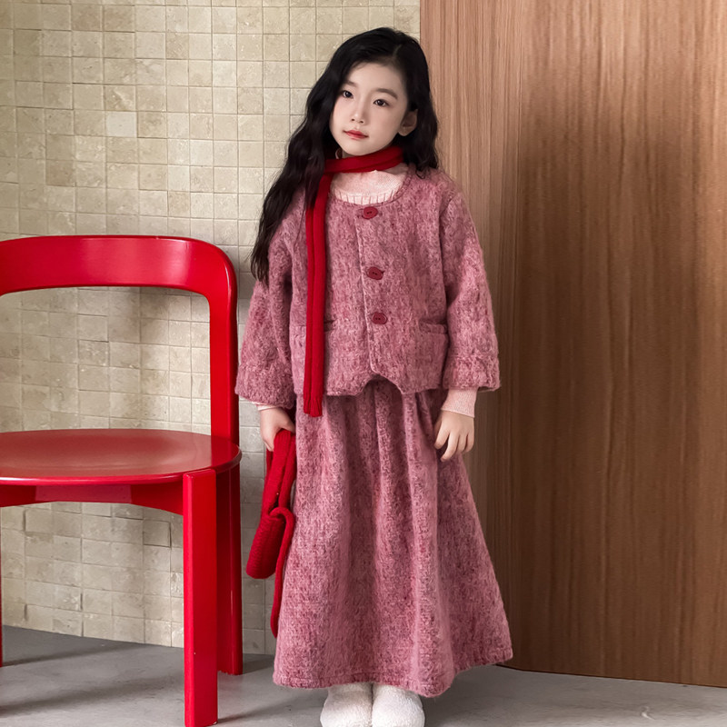女童小香风毛呢外套两件套冬装2025新款儿童女宝宝超好看时髦穿搭,淘宝优惠券,粉丝福利购,淘宝优惠卷