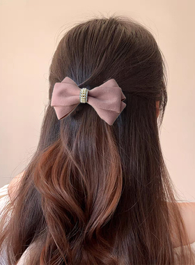鹿皮绒蝴蝶结半扎发后脑勺发卡