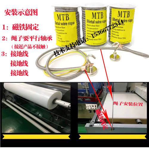 MTB除静电绳德国银纤维绳消除印刷涂布纺织模切覆膜静电消除器 - 图0