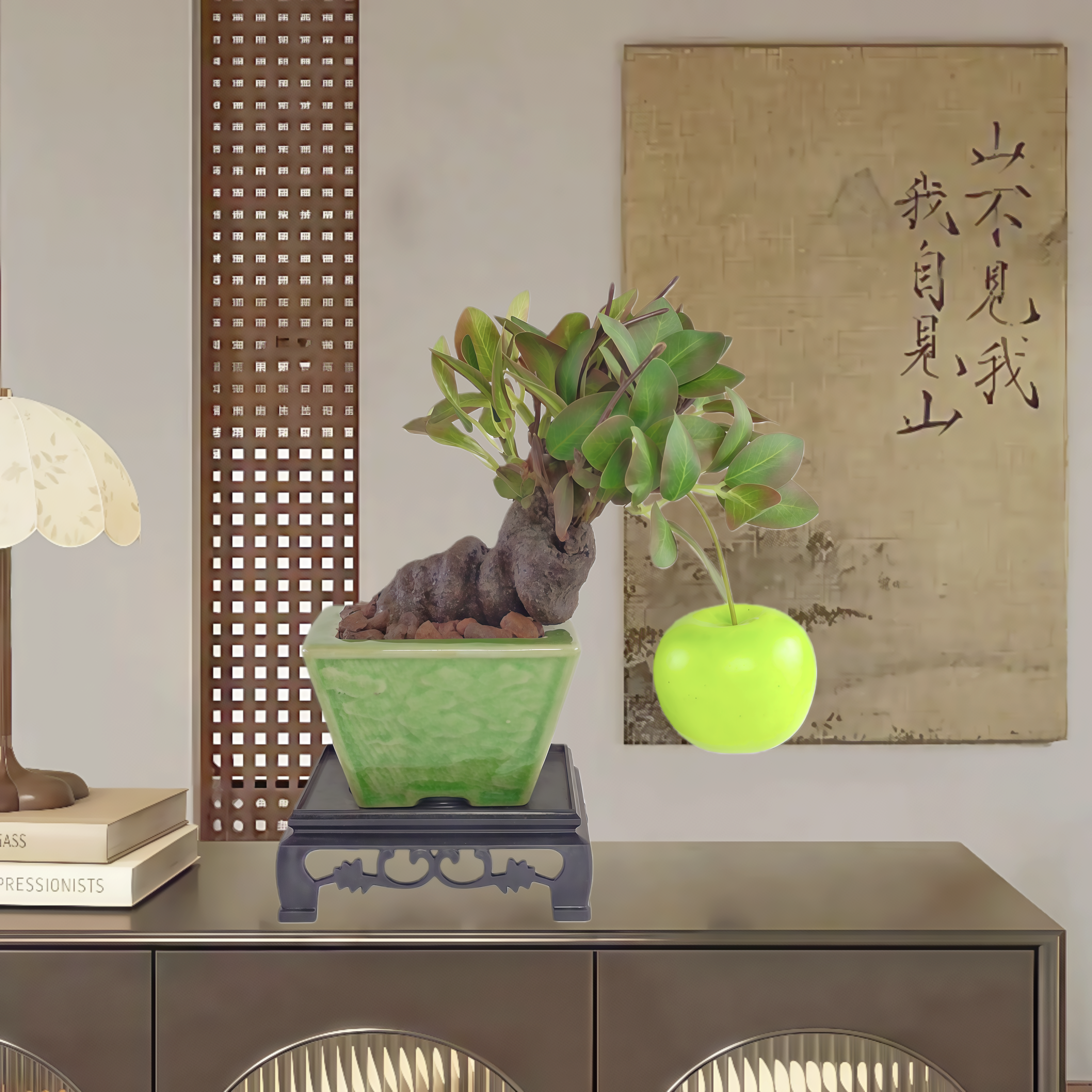 仿真盆景精品老桩苹果树造型盆景摆件室内客厅桌面装饰品造景摆设,淘宝优惠券,粉丝福利购,淘宝优惠卷