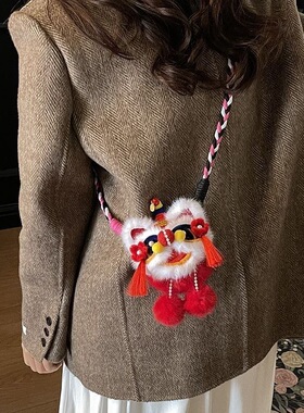 2026新款醒狮包包挂件毛绒公仔玩偶钥匙扣挂饰新年礼物送女友闺蜜