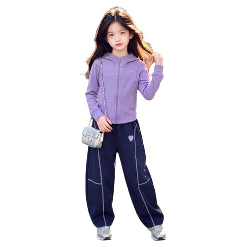 女童套装春秋儿童休闲运动服学生卫衣外套弯刀裤子女孩两件套大童 - 图3