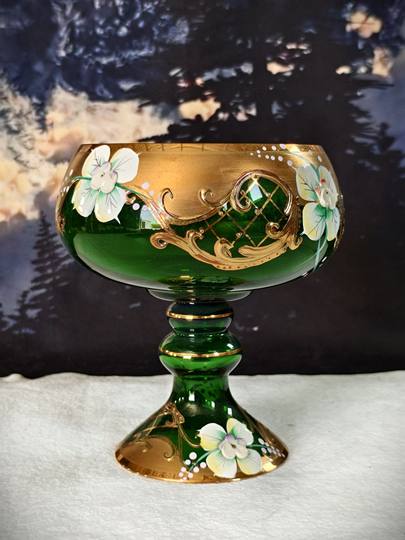 Xinjiang Bohemian style heavy industry gold-filled crystal fruit plate European style enamel flower creative home real gold depiction