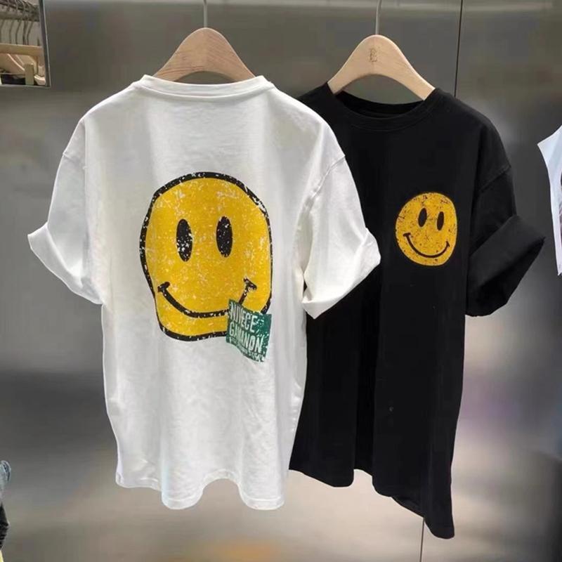 超大码夏季2-300斤欧洲站笑脸卡通短袖T恤女韩版胖mm宽松韩版上衣