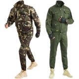 Хлопковый эластичный износостойкий осенний камуфляжный комбинезон для работы, защита от ожогов