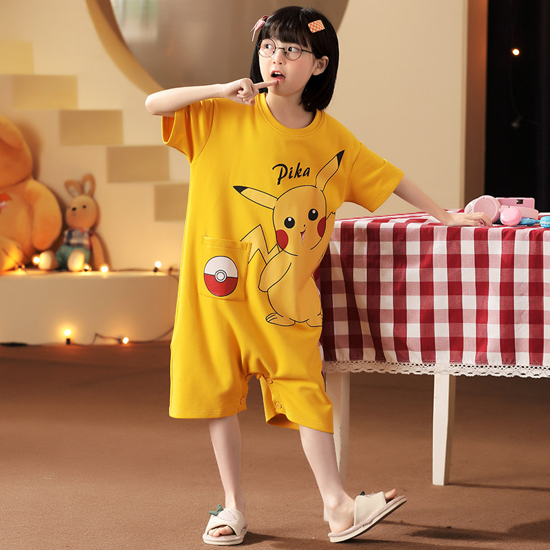 夏季儿童短袖连体纯棉女孩卡通睡裙 珊妤睡衣/家居服套装