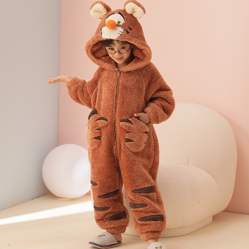 连体男童秋冬季珊瑚绒儿童12睡衣 珊妤睡衣/家居服套装