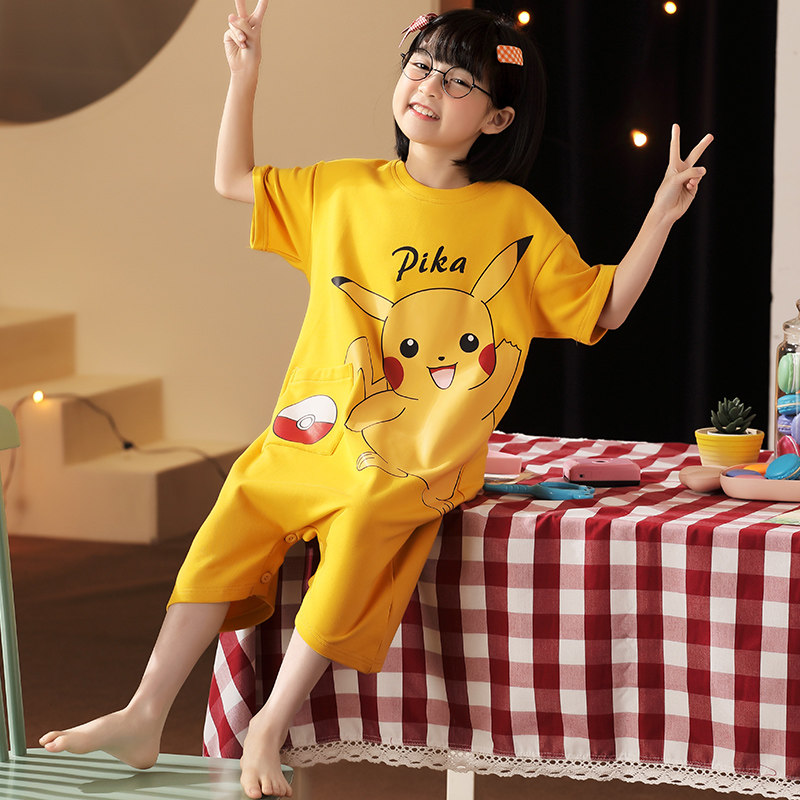 夏季儿童短袖连体纯棉女孩卡通睡裙 珊妤睡衣/家居服套装
