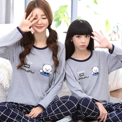 Хлопковая пижама, осенний детский лонгслив, мультяшный милый комплект, семейный стиль, подходит для подростков