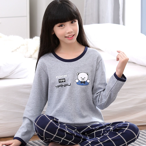 Хлопковая пижама, осенний детский лонгслив, мультяшный милый комплект, семейный стиль, подходит для подростков