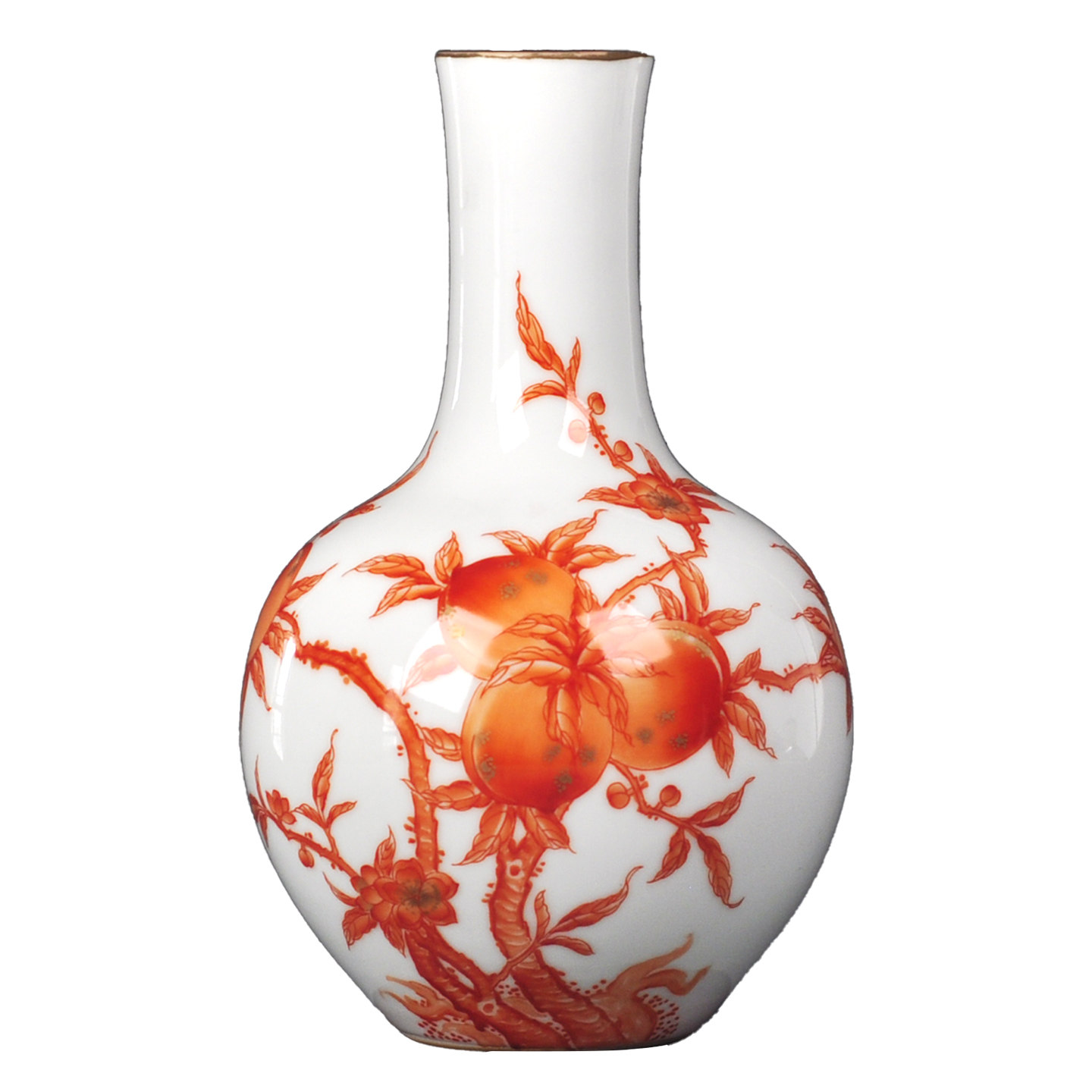 景德镇陶瓷器手绘仿古矾红五桃纹花瓶摆件古典客厅玄关装饰品礼品,淘宝优惠券,粉丝福利购,淘宝优惠卷