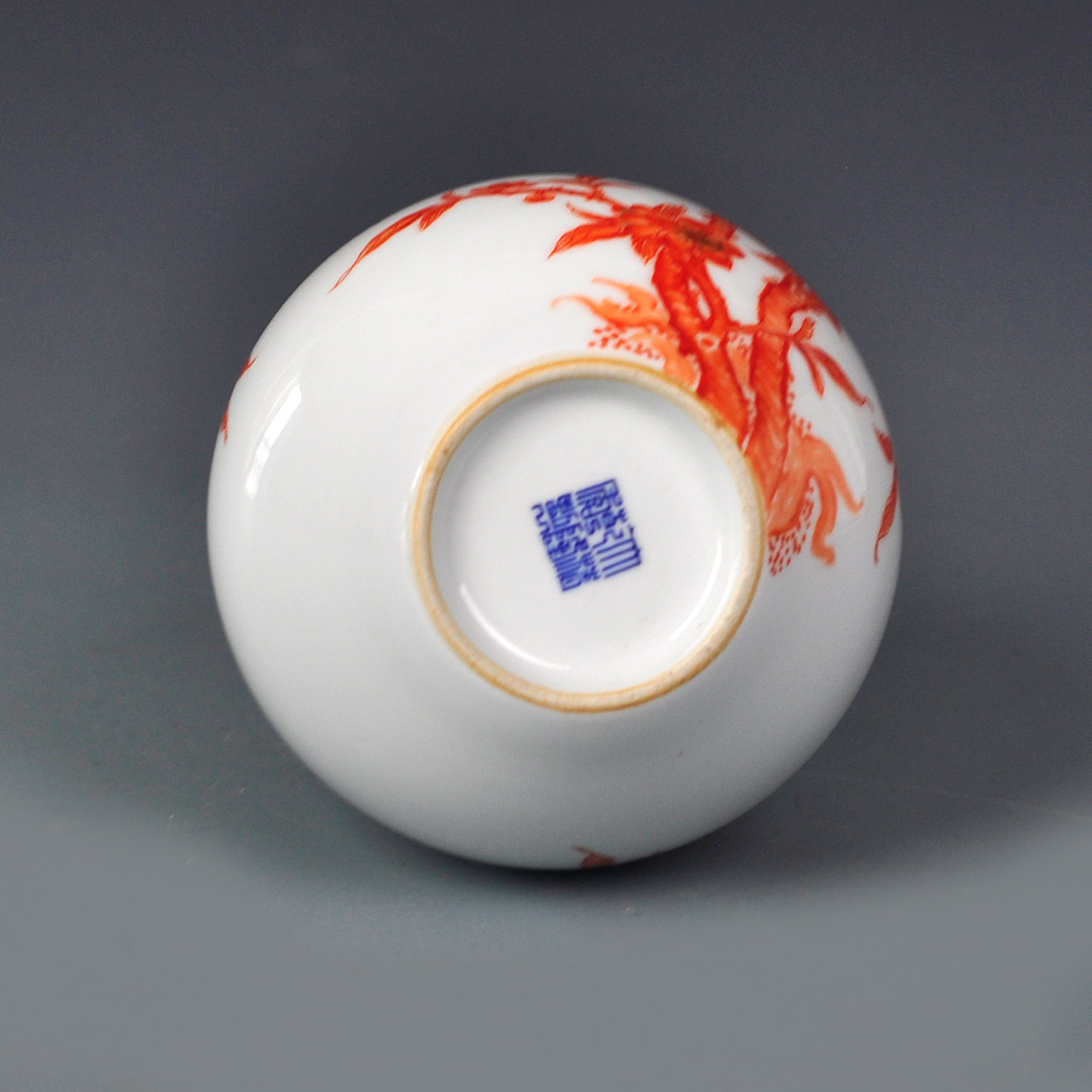 景德镇陶瓷器手绘仿古矾红五桃纹花瓶摆件古典客厅玄关装饰品礼品,淘宝优惠券,粉丝福利购,淘宝优惠卷