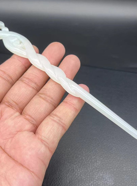 新款仿白玉白蛇缘起发簪琉璃簪子新中式发钗汉服头饰发饰支持刻字