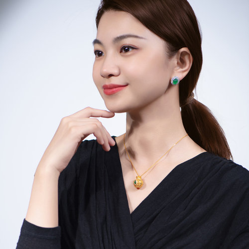 CECILIA珠宝翡翠葫芦S925银镀18K金福袋香囊吊坠国风新中式挂坠 - 图3