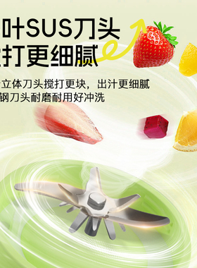 便携式榨汁机家用小型迷你水果电动榨汁杯学生充电果汁机16叶刀头