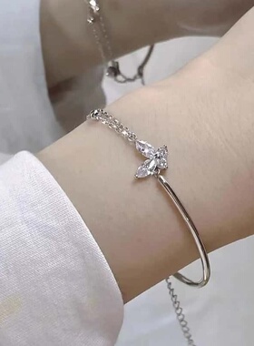 蝴蝶手链女小众轻奢双层链条手镯