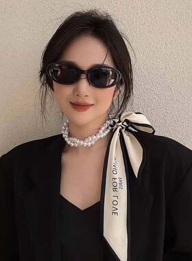 春夏珍珠丝巾项链领巾气质高级感