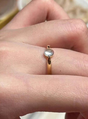 冰透蛋面戒指女轻奢小众高级感
