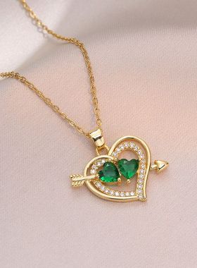 钛钢女桃心吊坠时尚气质日韩项链