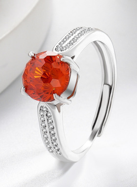 欧美跨境贴标镀白k璀璨超闪星光皇后烟花切感女镶指