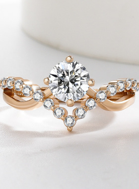 欧美跨境镀白k璀璨超闪为爱加冕皇冠一克拉感女镶指