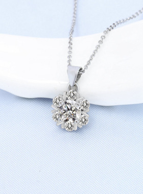 轻奢风雪花吊坠莫桑女锁骨链项链