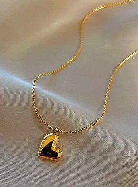 钛钢项链女直播简约日韩国网红爱心吊坠小众设计感时尚气质锁骨链