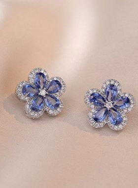 项链女 跨境花朵锆石套装礼物亚马逊wish浪漫花瓣微镶首饰锁骨链