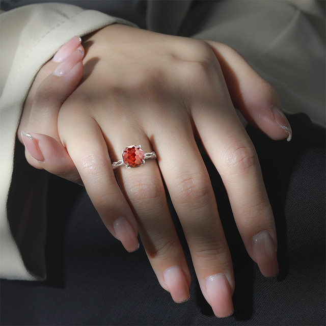 Douyin hot selling colorful treasure fireworks cut high carbon diamond ring women's electroplated real gold jewelry cross-border live broadcast dropshipping